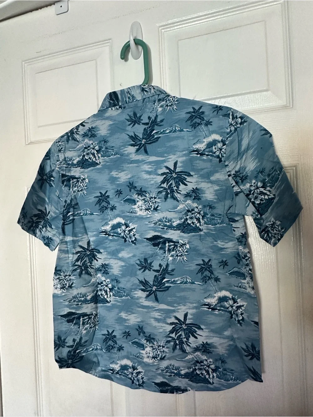 Old Navy Casual Blue Tropical Print Short-Sleeve Shirt - Boys L